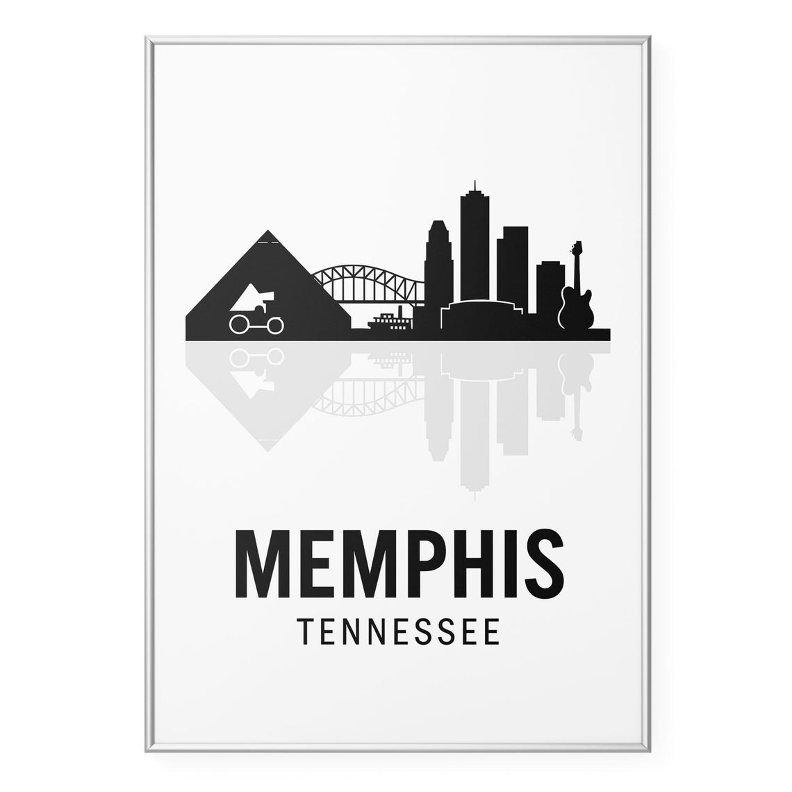 Memphis Tennessee Skyline Silhouette Music City Poster Decor