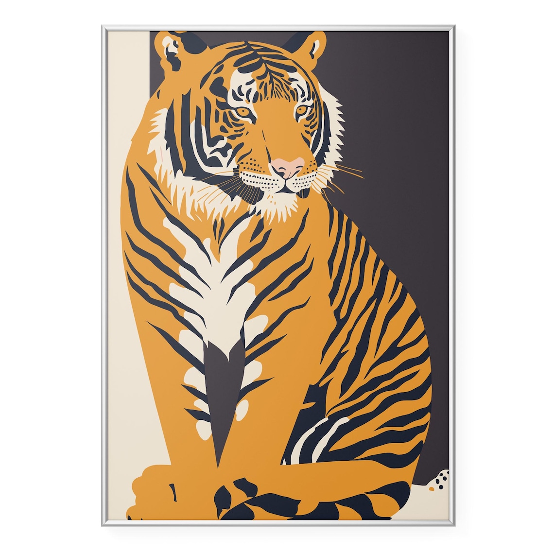 Regal Sitting Tiger Portrait Bold Graphic Jungle Animal Poster
