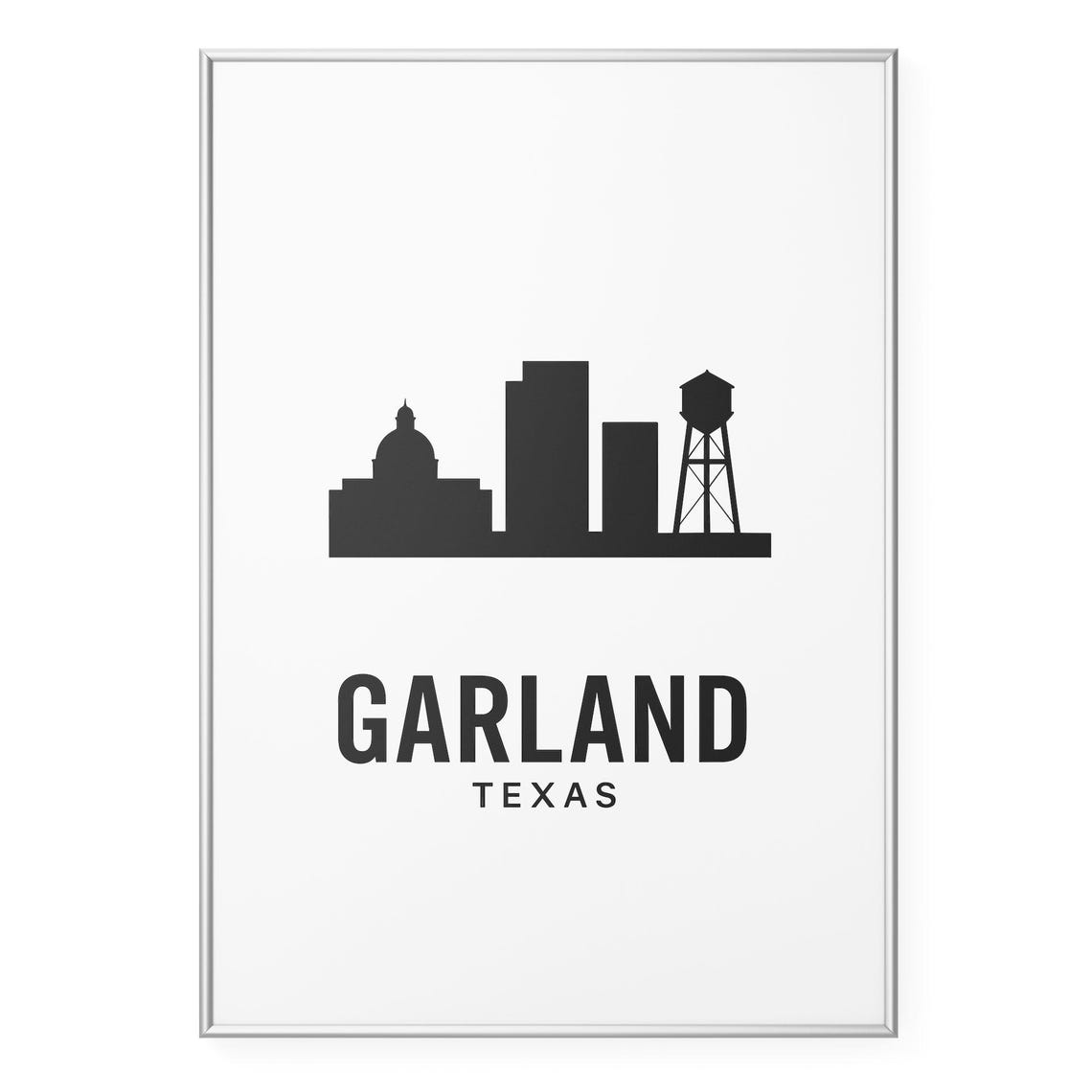 Garland Texas Skyline Silhouette Water Tower Poster Decor Art