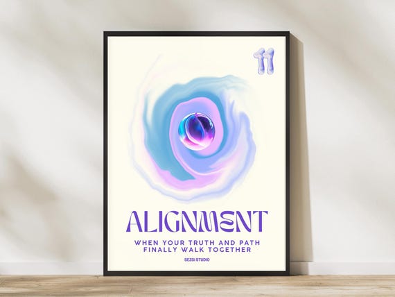 Alignment Angel Number 11 Iridescent Vortex Truth and Path Art Poster
