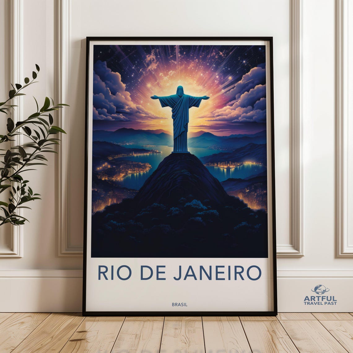 Christ The Redeemer Rio De Janeiro Brazil Sunset Travel Poster