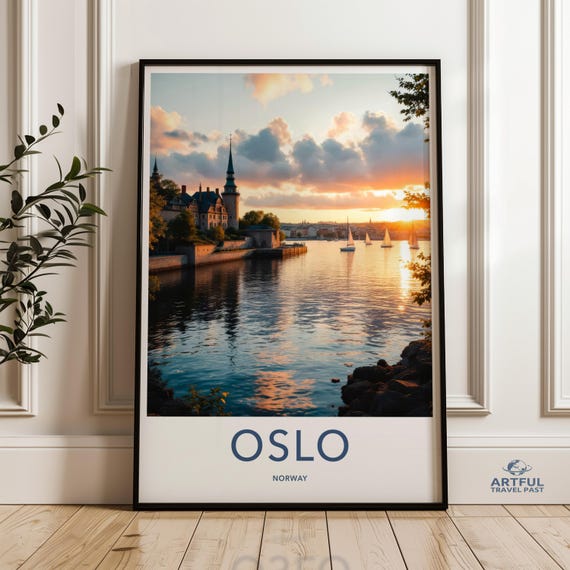 Oslo Norway Wall Art Travel Poster Print Scandinavian Design Nordic Cityscape Artwork Modern Home Decor Minimalist