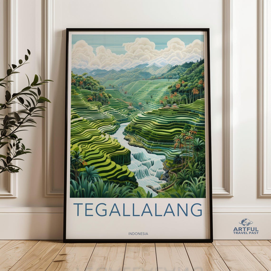 Tegallalang Rice Terraces Bali Lush Green Landscape Travel Poster
