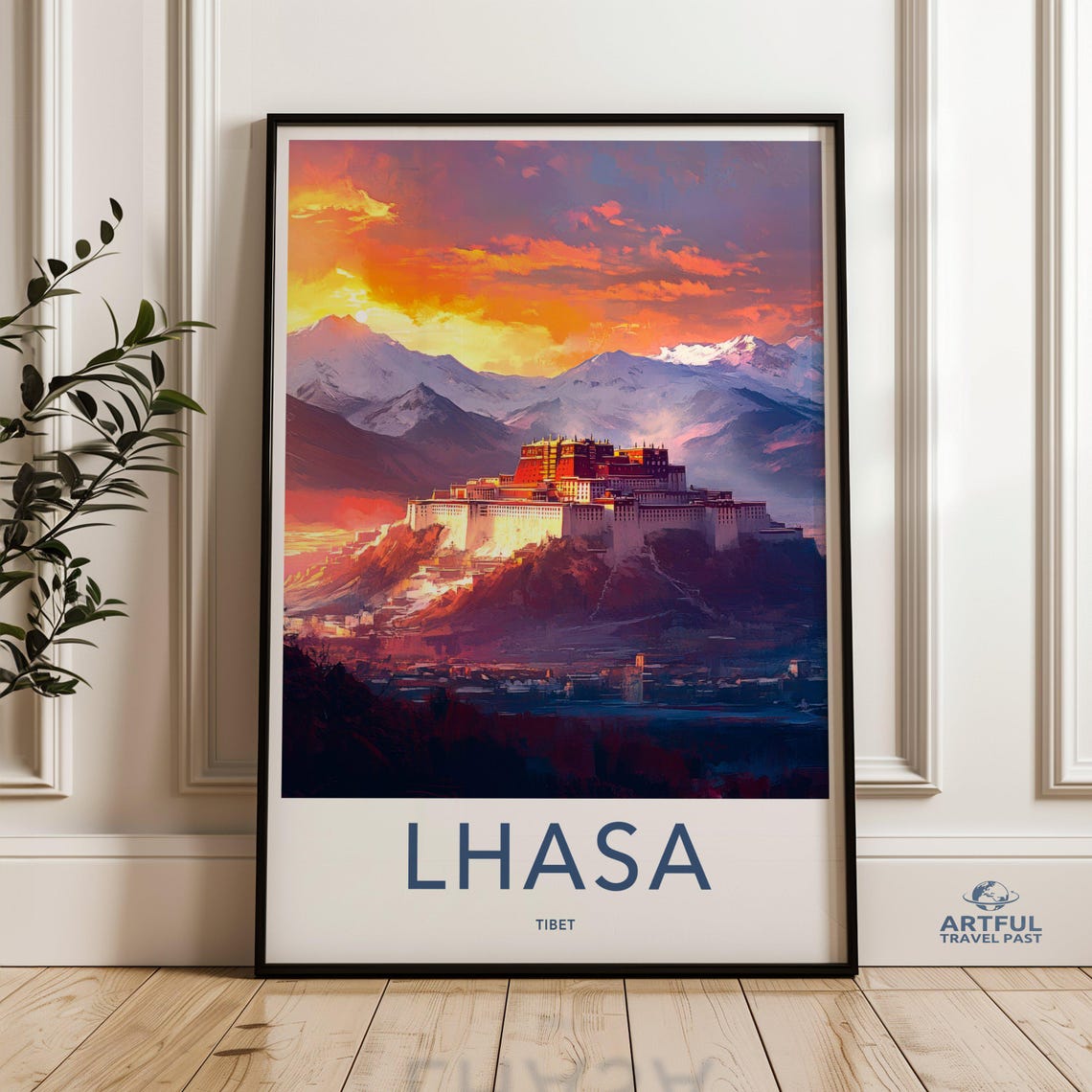 Lhasa Tibet Potala Palace Sunset Travel Poster Mountain Wall Decor