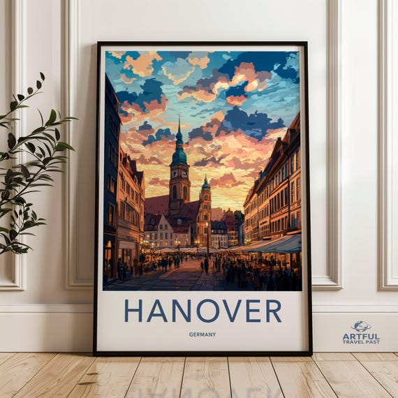 Hanover Germany Poster Cityscape Wall Art Travel Lover Gift European Architecture Decor Tourist Souvenir Print City View