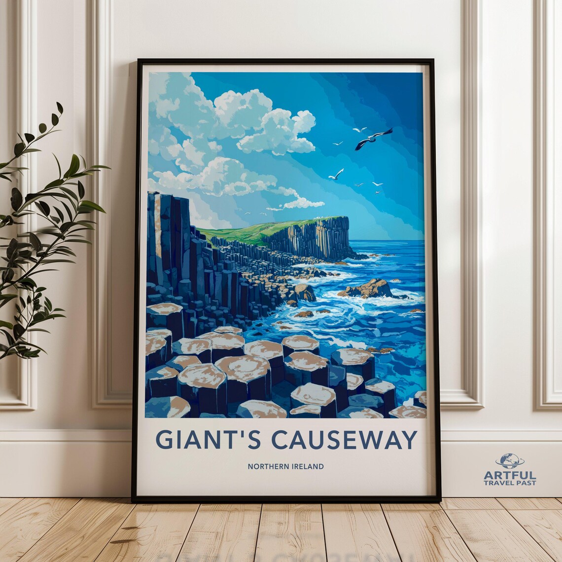 Giant's Causeway Northern Ireland Basalt Coast Travel Poster