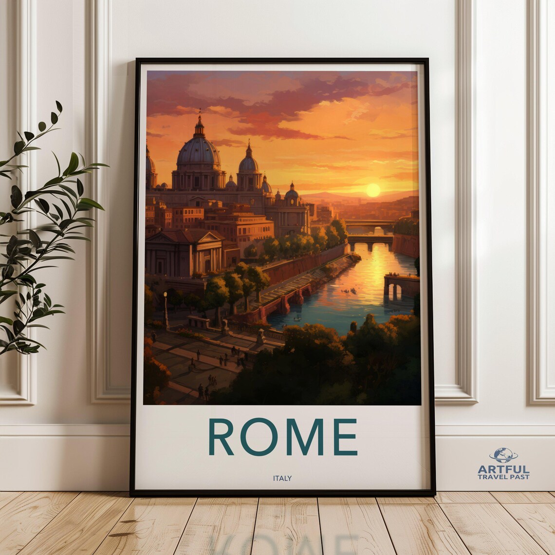 Rome Sunset Cityscape Art Print, Historic Landscape
