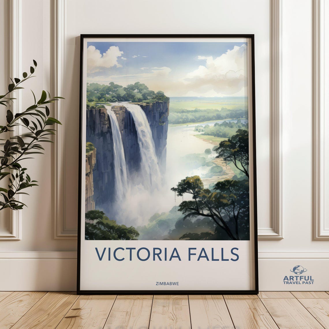 Victoria Falls Zimbabwe Thundering Waterfall Vintage Travel Poster
