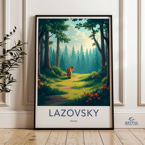 Tiger Forest Wall Art Nature Print Lazovsky Russia Poster Wildlife Home Decor Scenic Painting