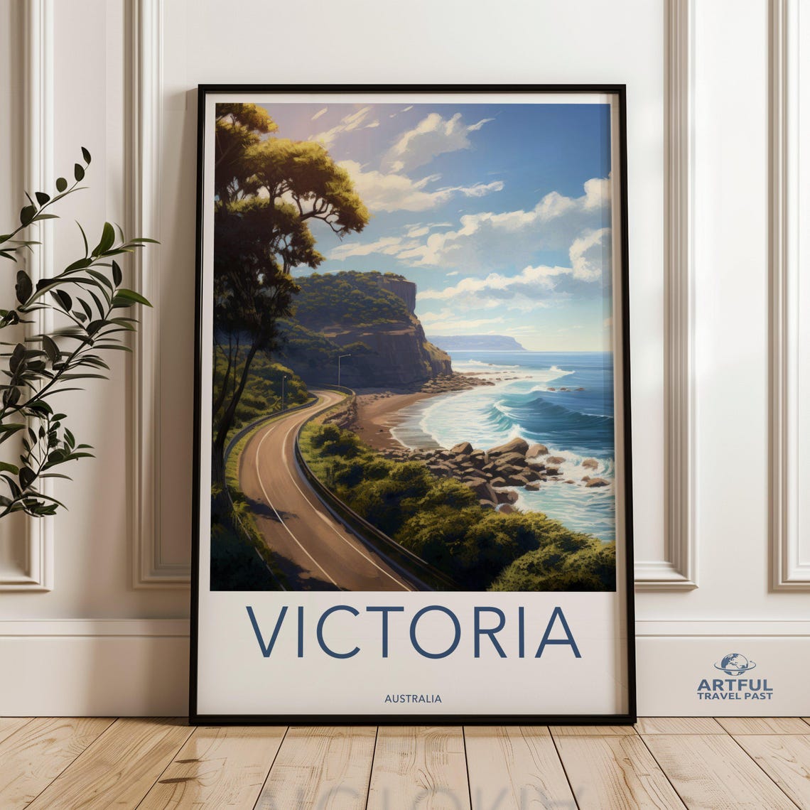 Victoria Australia Coastal Road Cliffs Vintage Travel Poster