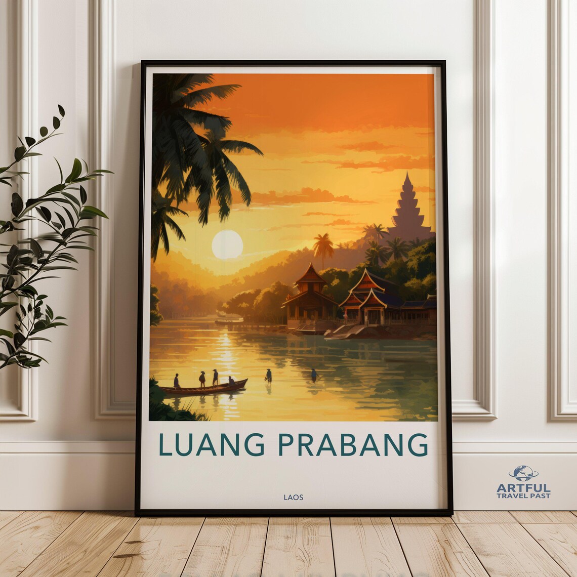 Luang Prabang Vintage Travel Poster, Southeast Asia
