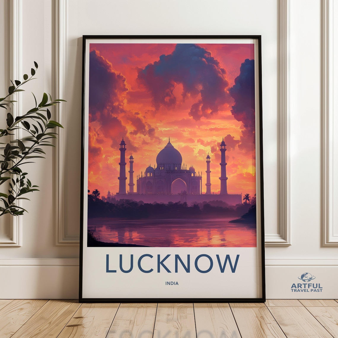 Lucknow India Golden Sunset Skyline Landmark Reflection Poster