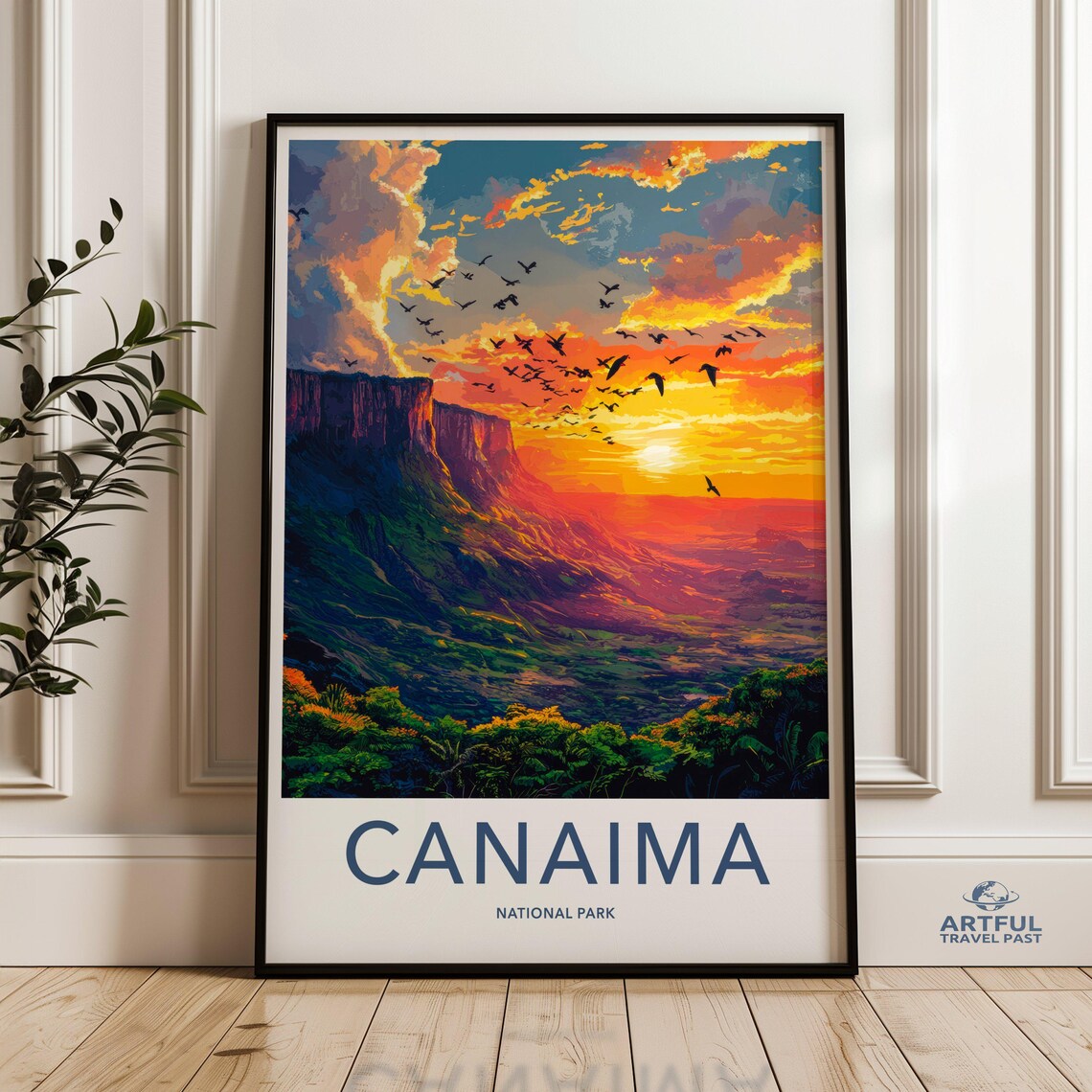Canaima National Park Venezuela Sunset Travel Poster Tepui Cliffs Decor