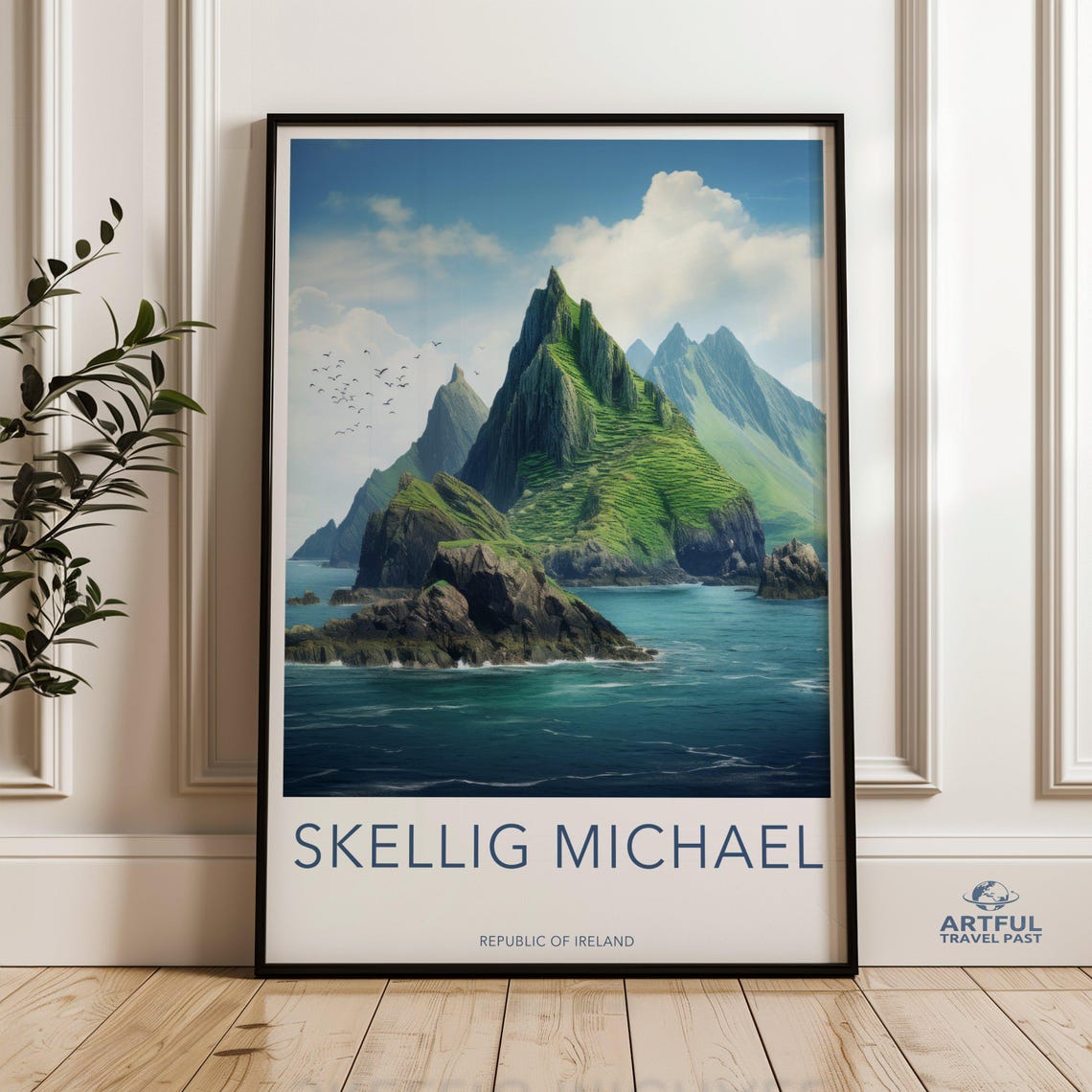 Skellig Michael Ireland Green Sea Cliffs Island Travel Poster