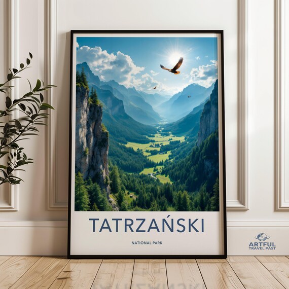 Tatrzanski National Park Poster Mountain Valley Eagle Scenic Poland Travel Art
