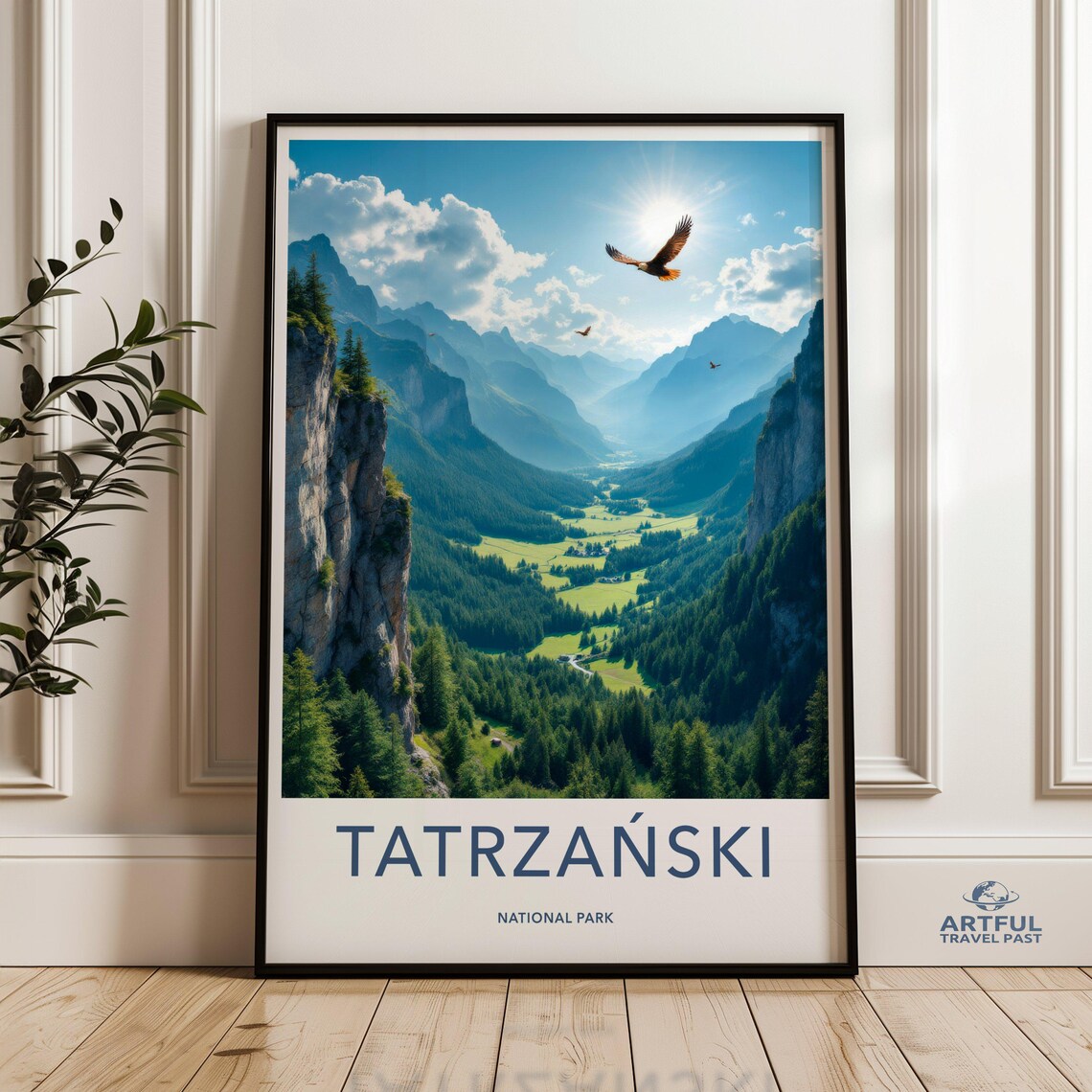 Tatrzanski National Park Poster Mountain Valley Eagle Scenic Poland Travel Art