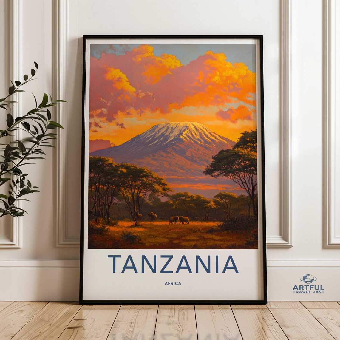 Tanzania Africa Wall Art Kilimanjaro Sunset Landscape Poster African Safari Decor Nature Photography Print Wildlife Artwork