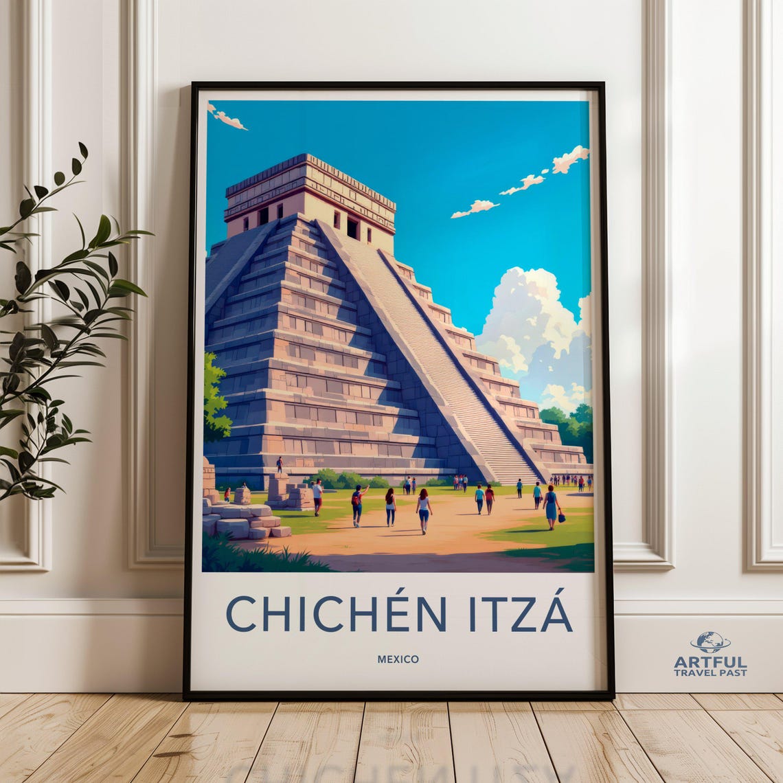 Chichen Itza Mexico Mayan Pyramid El Castillo Ruins Travel Poster