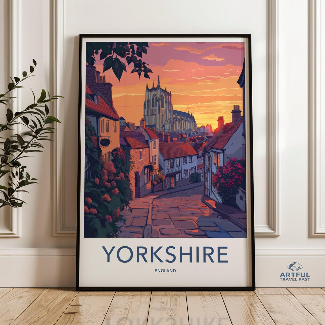 Yorkshire England Sunset Old Town Street Cathedral View Poster