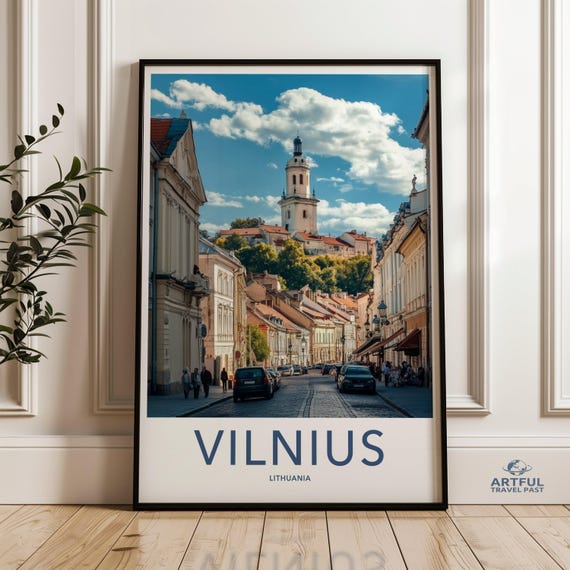 Vilnius Wall Art Print Lithuania Travel Poster Cityscape Photography Historic Street View European Architecture Decor
