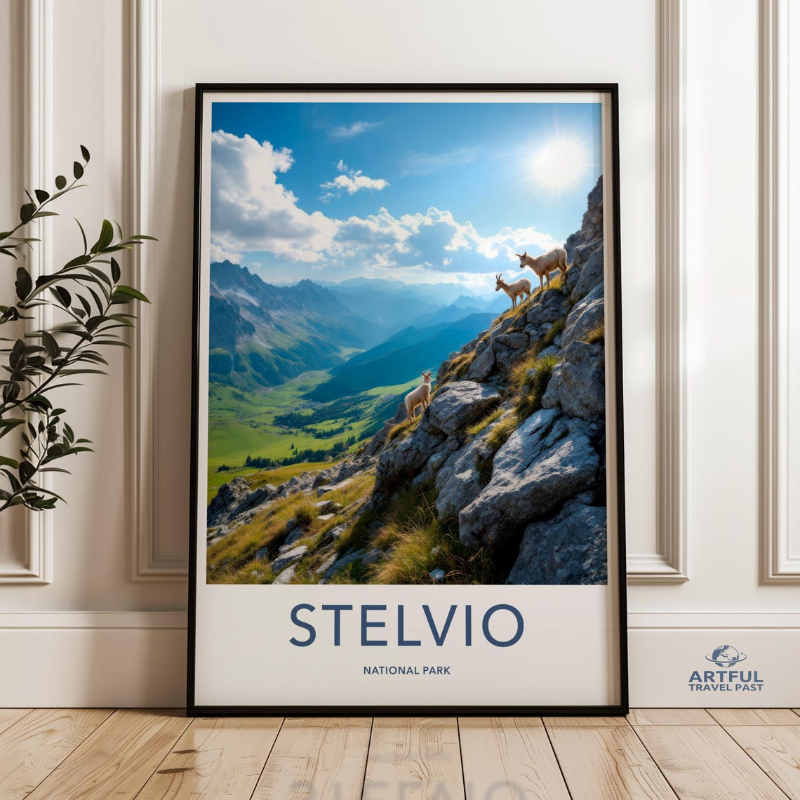Stelvio National Park Alpine Ibex Mountain Landscape Travel Poster