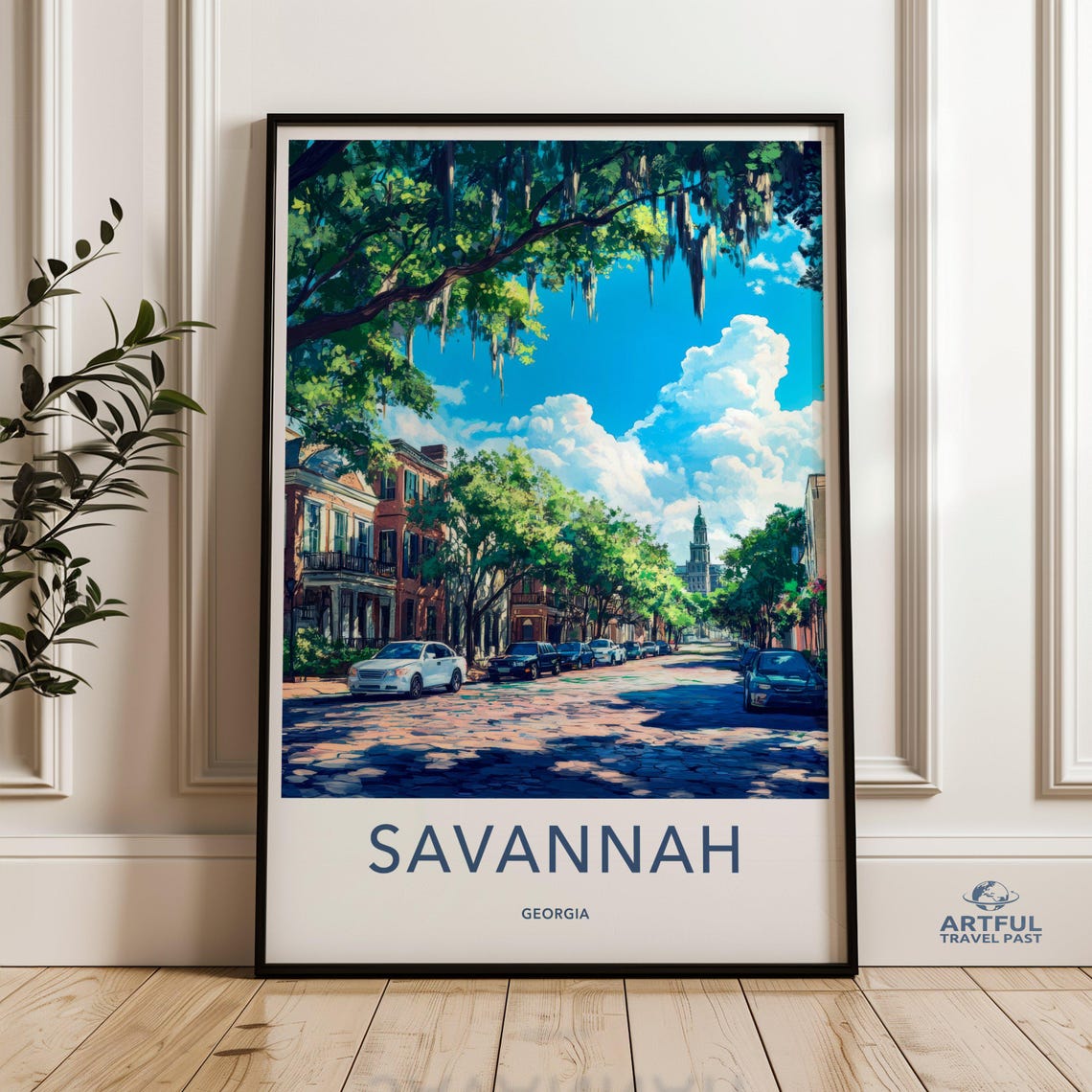 Savannah Georgia Wall Art Cityscape Print Southern Charm Architecture Artwork Travel Poster Home Decor