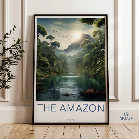 The Amazon Wall Art Bolivia Landscape Print Rainforest Sunset Poster Nature Photography Tropical Jungle Decor Scenic River Artwork
