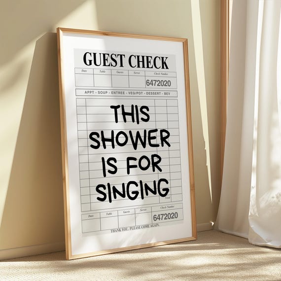 This Shower Is For Singing Bathroom Print Funny Toilet Trendy Bathroom Wall Art Funny Bathroom Black Guest Check Print