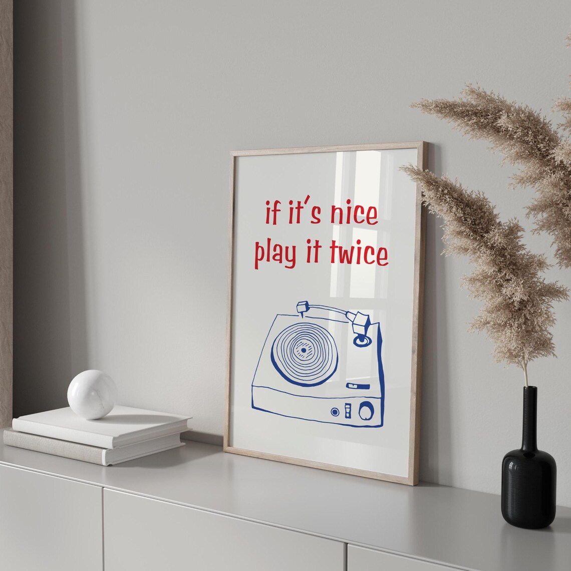 If Its Nice Play It Twice Red Quote Vinyl Turntable Music Print - Image 3