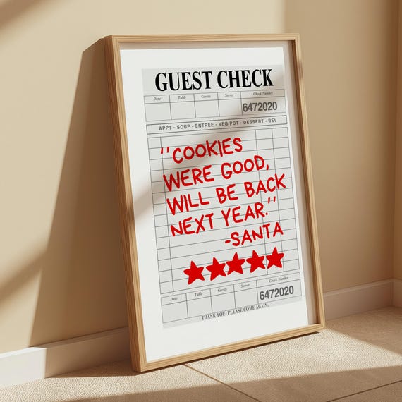 Funny Christmas Wall Art Cute Christmas Decor Trendy Holiday Wall Art Winter Print Trendy Rating Sign Santa Decor