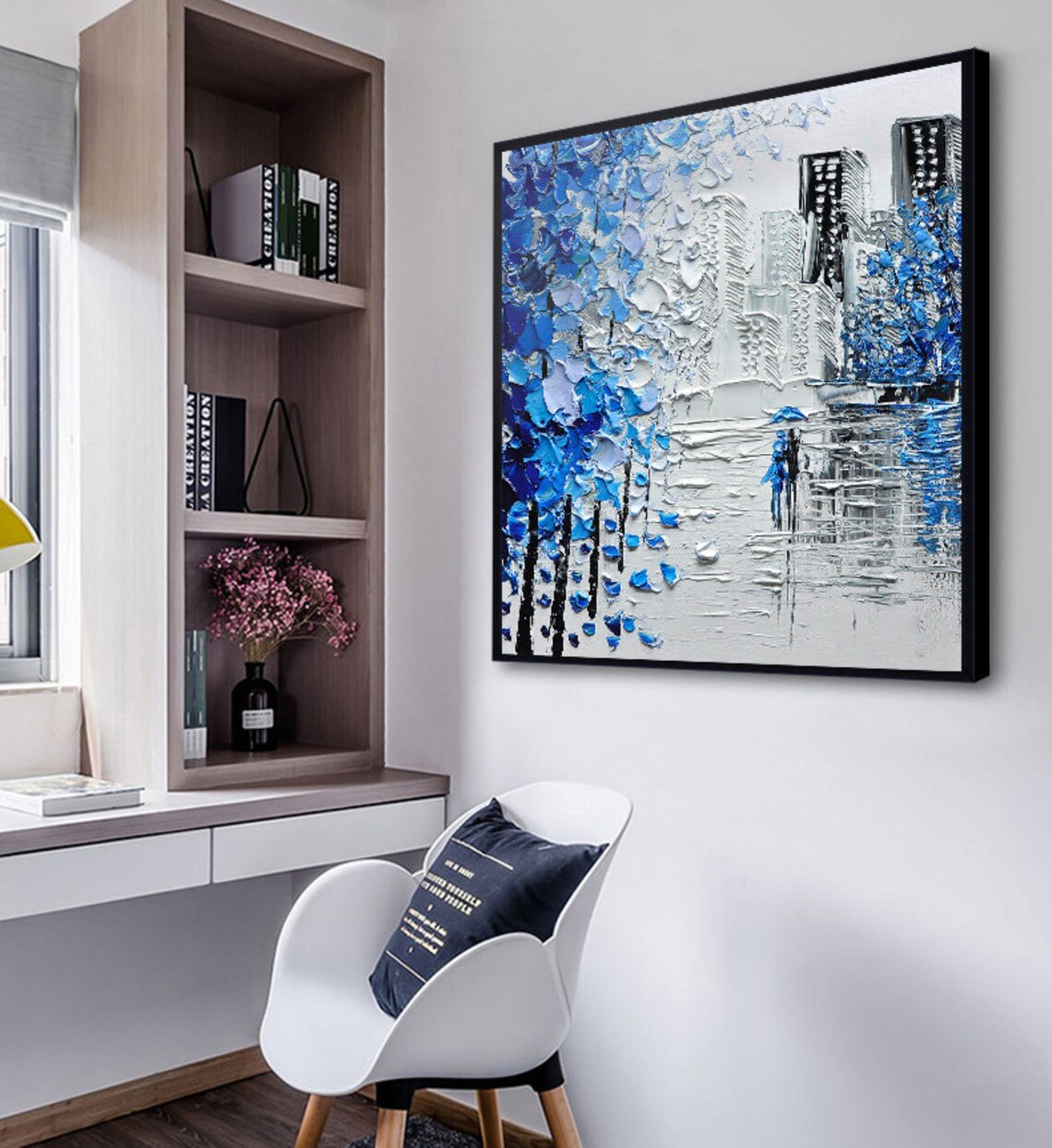 Rainy Day Cityscape Modern Abstract Art Print - Image 3