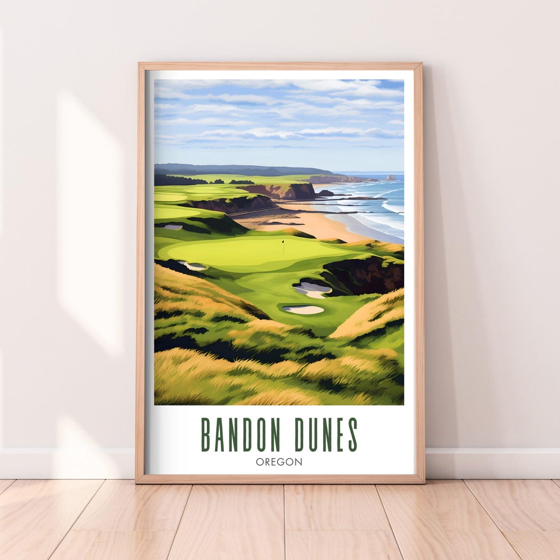 Bandon Dunes Oregon Coastal Links Golf Course Scene Poster Art - Image 2