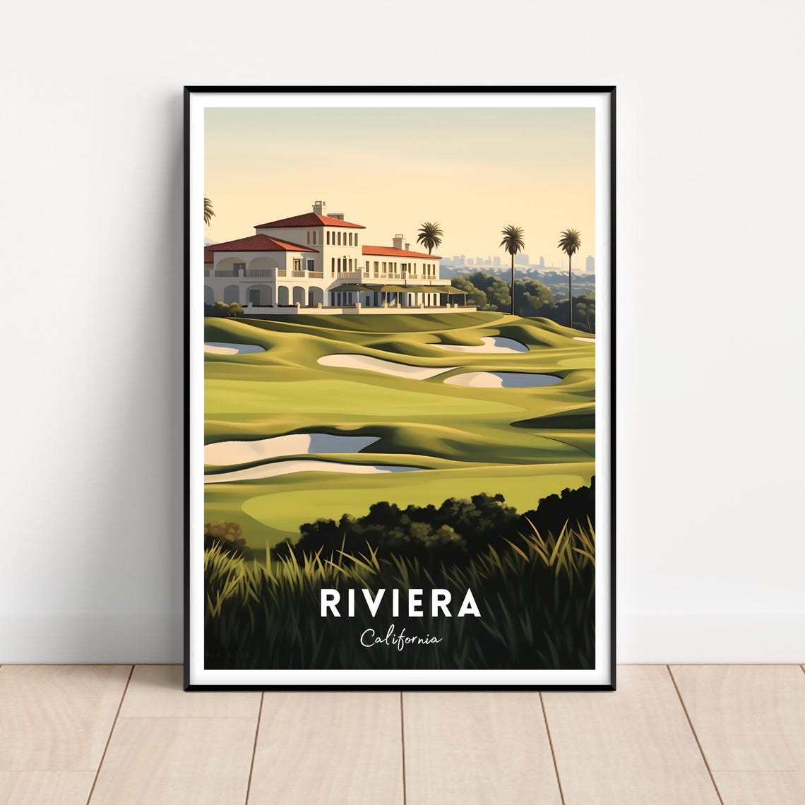 Riviera California Golf Course Clubhouse Vintage Travel Poster