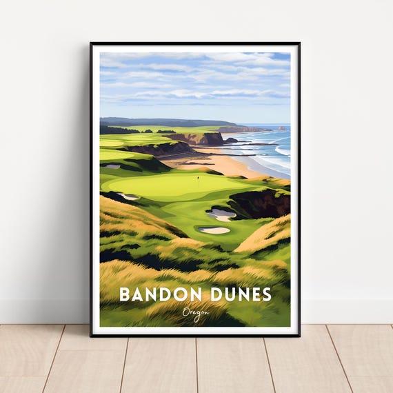 Bandon Dunes Golf Course Travel Poster, Resort Art Print