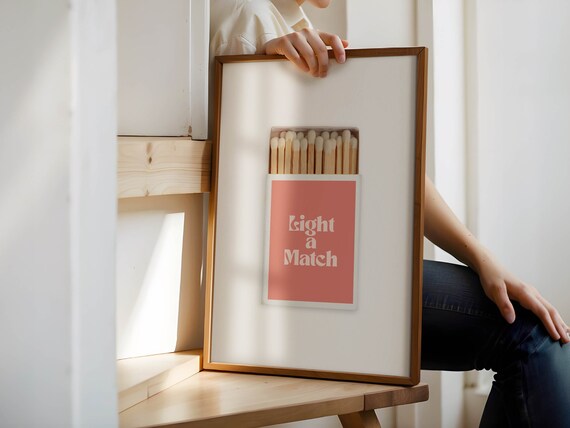 Matchbook Print Bathroom Art Funny Bathroom Wall Decor Light A Match Poster Pink Ladies Bathroom Wall Art Restroom Washroom Refresh