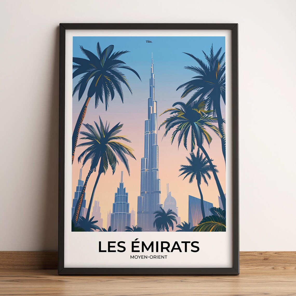 Dubai United Arab Emirates Burj Khalifa Vintage Travel Poster
