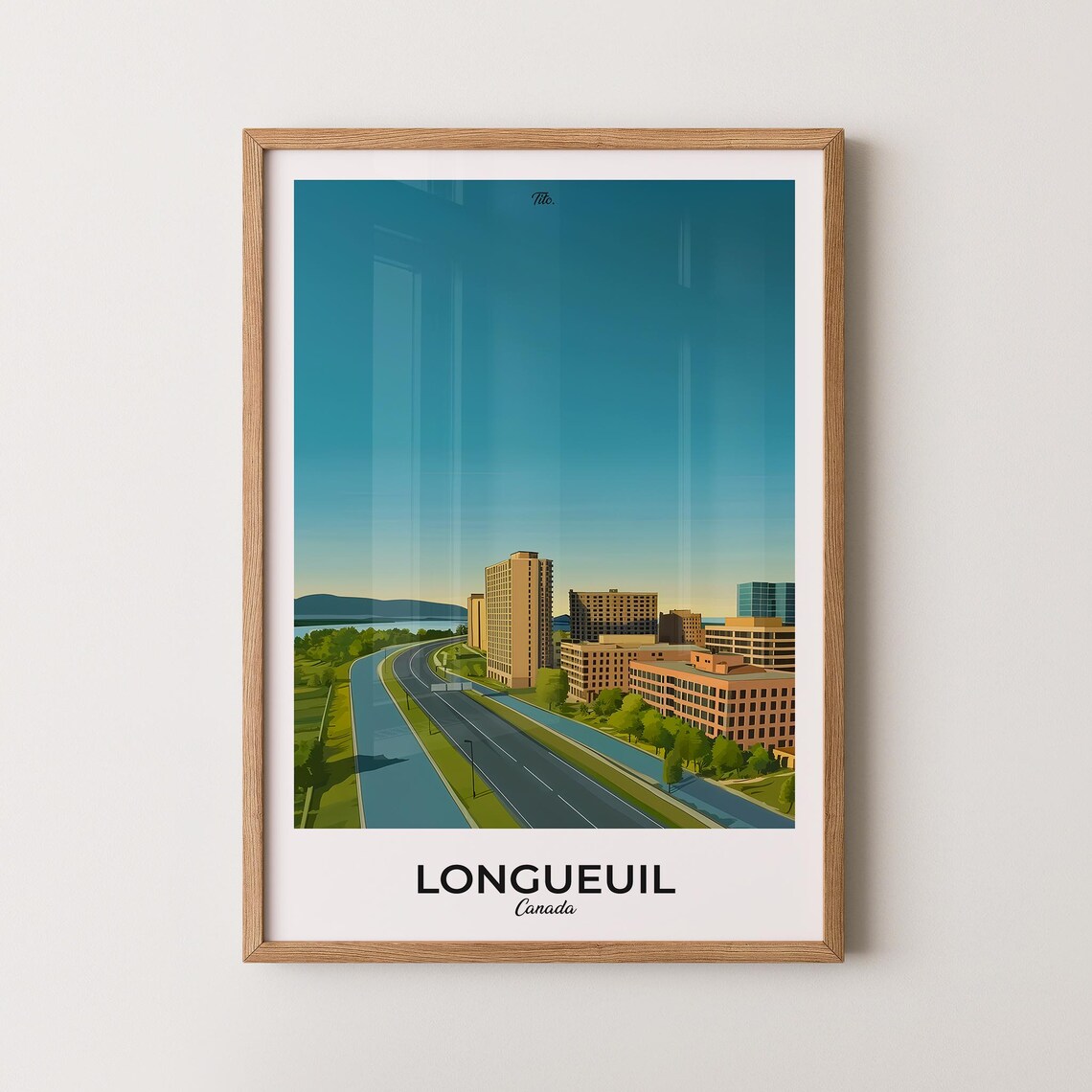 Longueuil Canada Green Parkland Roadway City Towers Panorama Poster