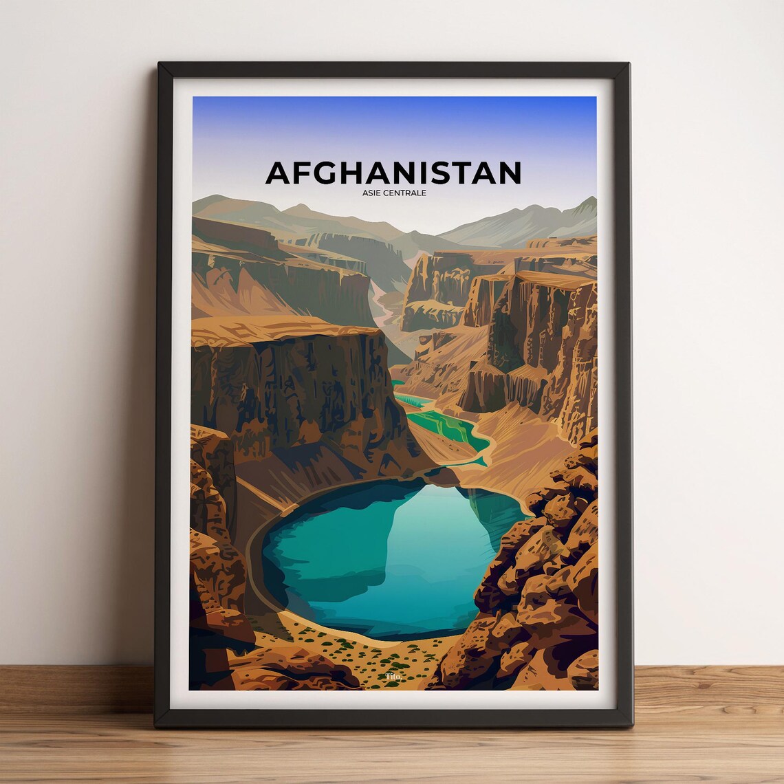 Afghanistan Canyon Lakes Dramatic Desert Landscape Travel Poster