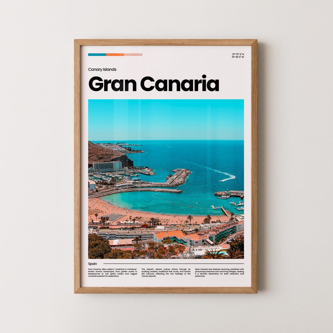 Gran Canaria Spain Canary Islands Harbor Beach Travel Poster