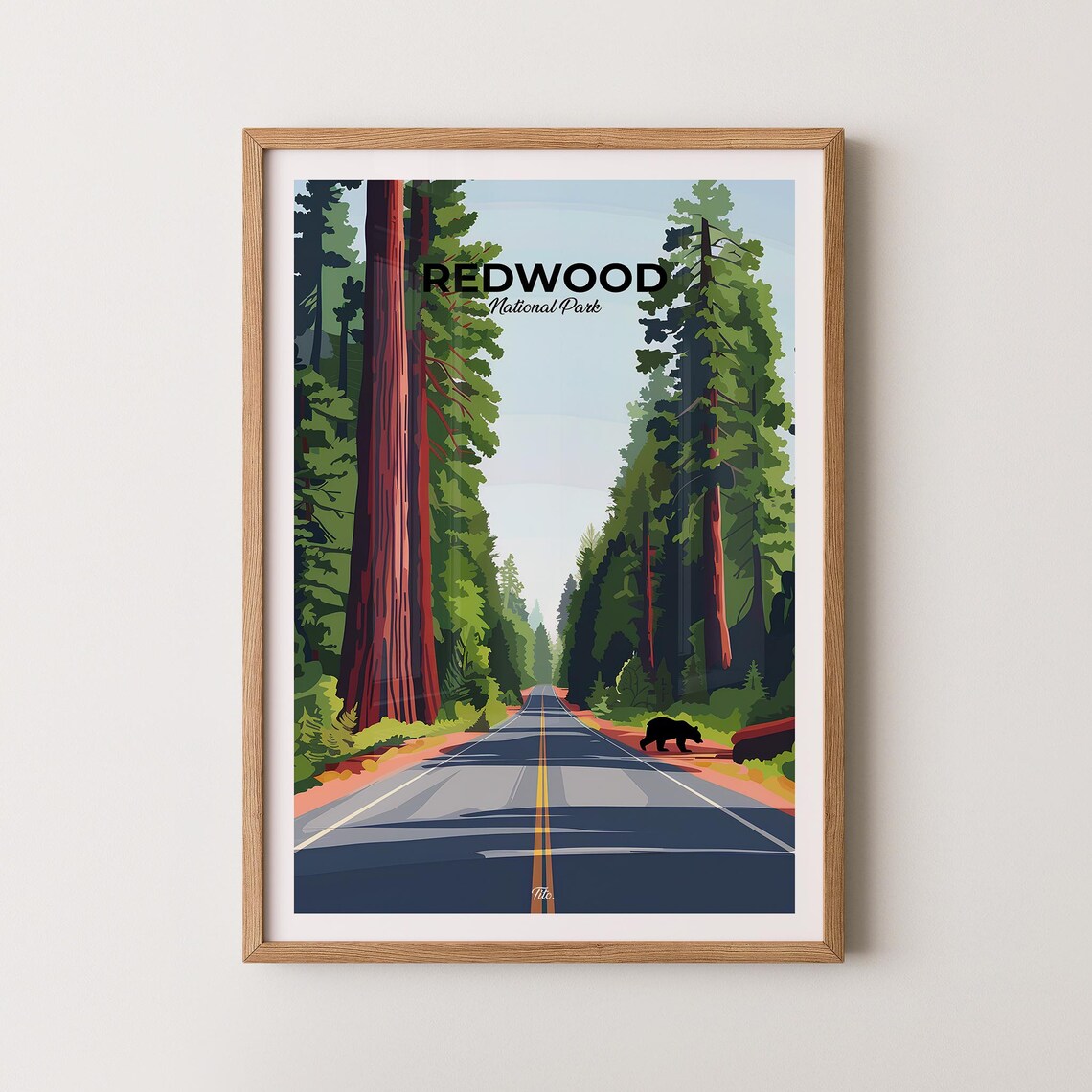 Redwood National Park Giant Trees Road Bear Forest Drive Scenic Poster