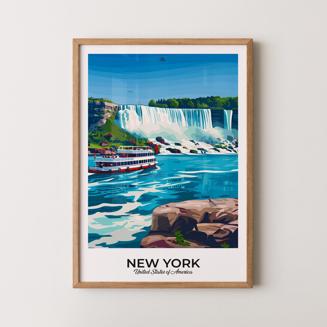New York Niagara Falls Sightseeing Boat Waterfall View Poster