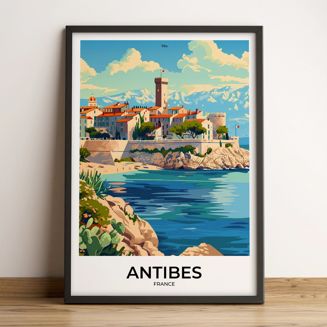 Antibes France Old Town Alps Mountain Coastline Travel Poster