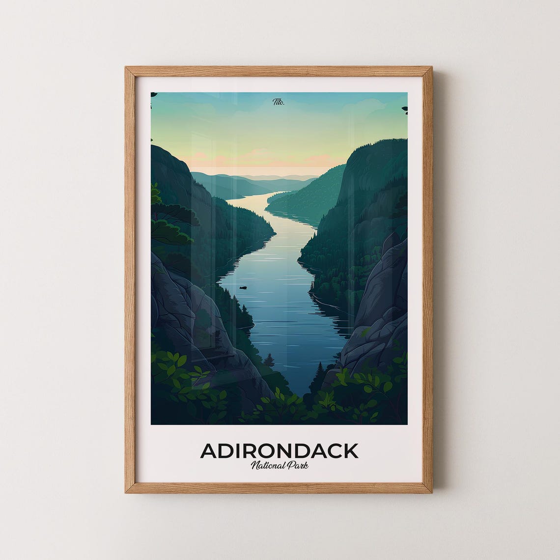 Adirondack National Park Twilight River Gorge Scenic Travel Poster