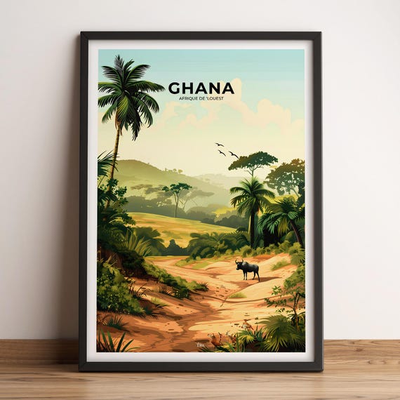 Ghana Poster Ghana Travel Poster Ghana Art Print Ghana Poster Ghana In West Africa Travel Gift