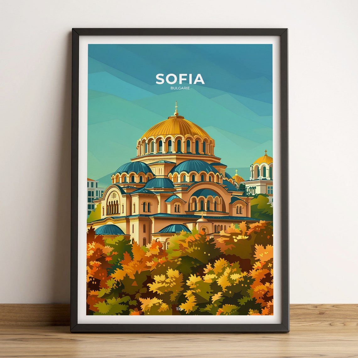 Sofia Bulgaria Alexander Nevsky Cathedral Autumn Travel Poster