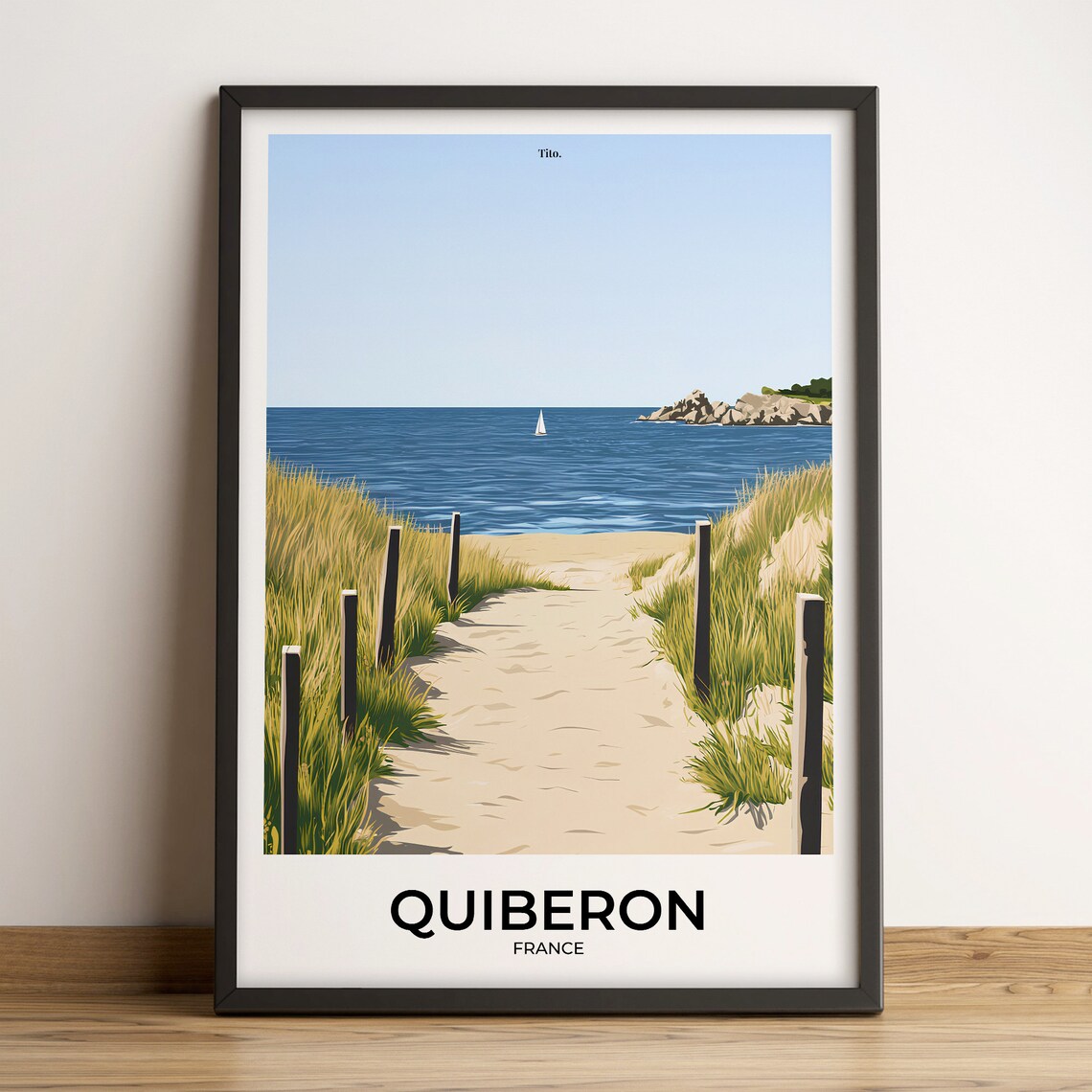 Quiberon France Dune Path Sandy Beach Ocean Scenic Travel Poster