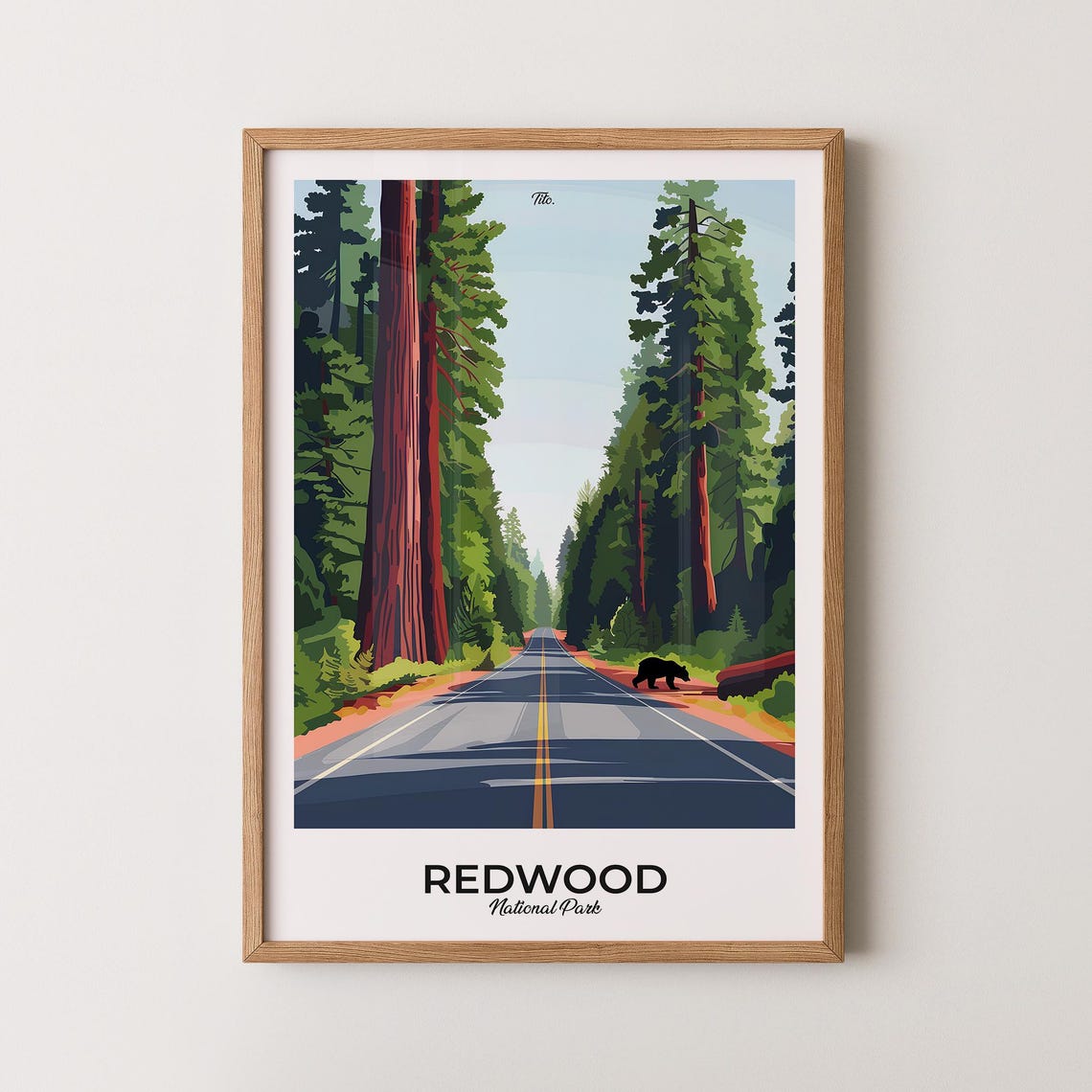 Redwood Poster Redwood Travel Poster Redwood Art Print Redwood Wall Art National Park Poster Gift For Travelers