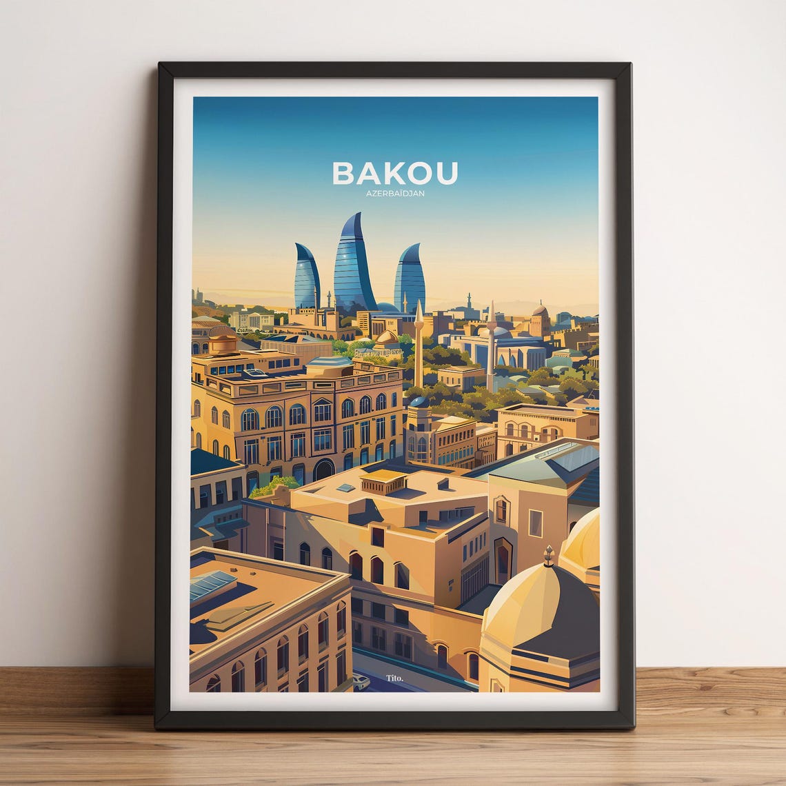 Baku Poster Baku Travel Poster Baku Art Print Baku Poster Baku Azerbaijan Customizable Gift