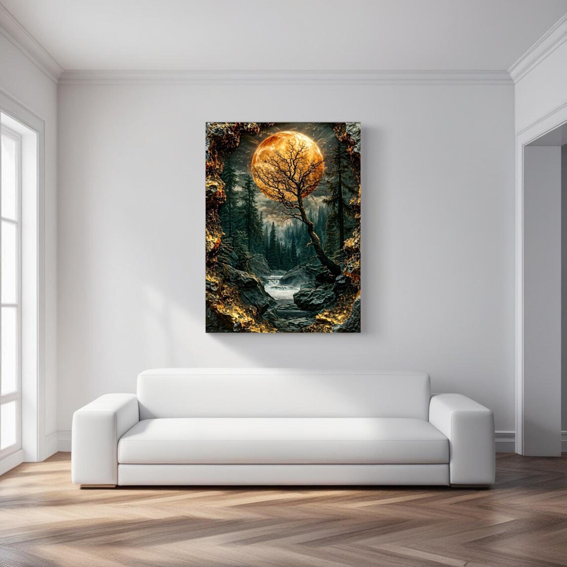Mystical Forest, Glowing Moon and Tree Fantasy - Image 4