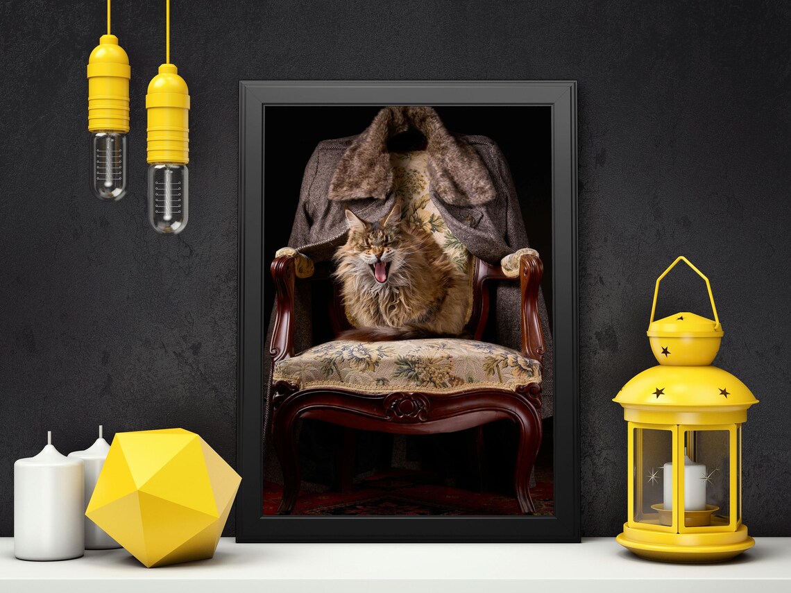 Regal Cat Portrait, Vintage Armchair Art Print - Image 5